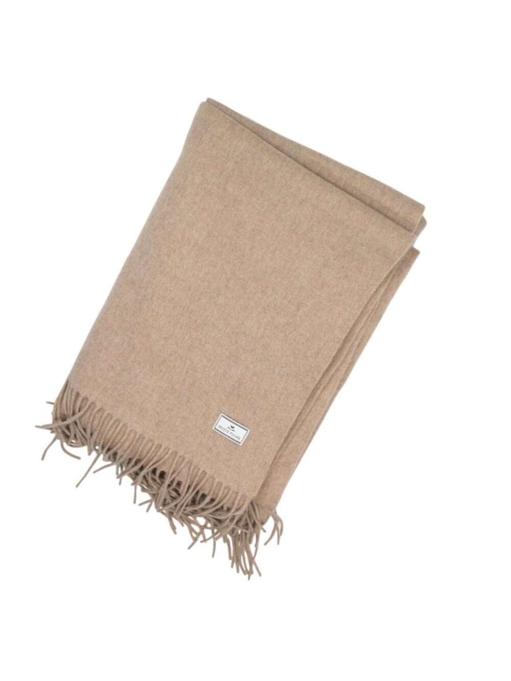 Petite Plume Cashmere Fringe Throw in Beige